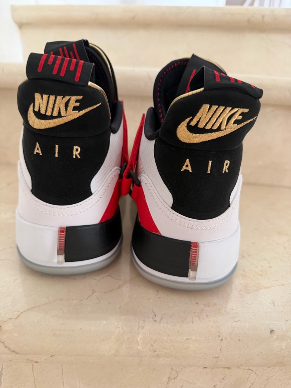 Nike Air Men’s Basketball Shoes - White/Black/Red/Gold